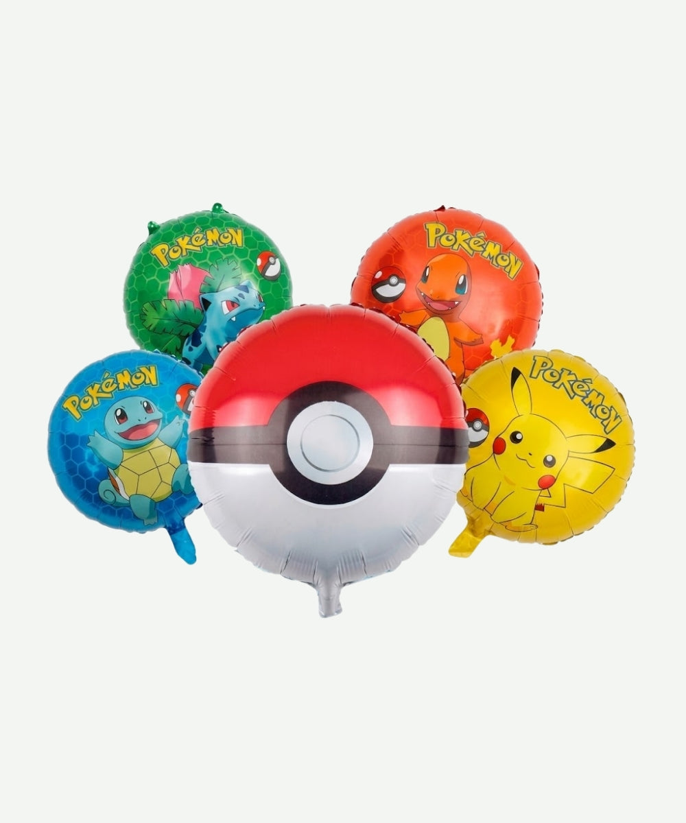 Bouquet de Globos PokeBall - Set Decorativo de 5 piezas