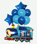 Bouquet de Globos Tren Azul - Set Decorativo de 5 piezas