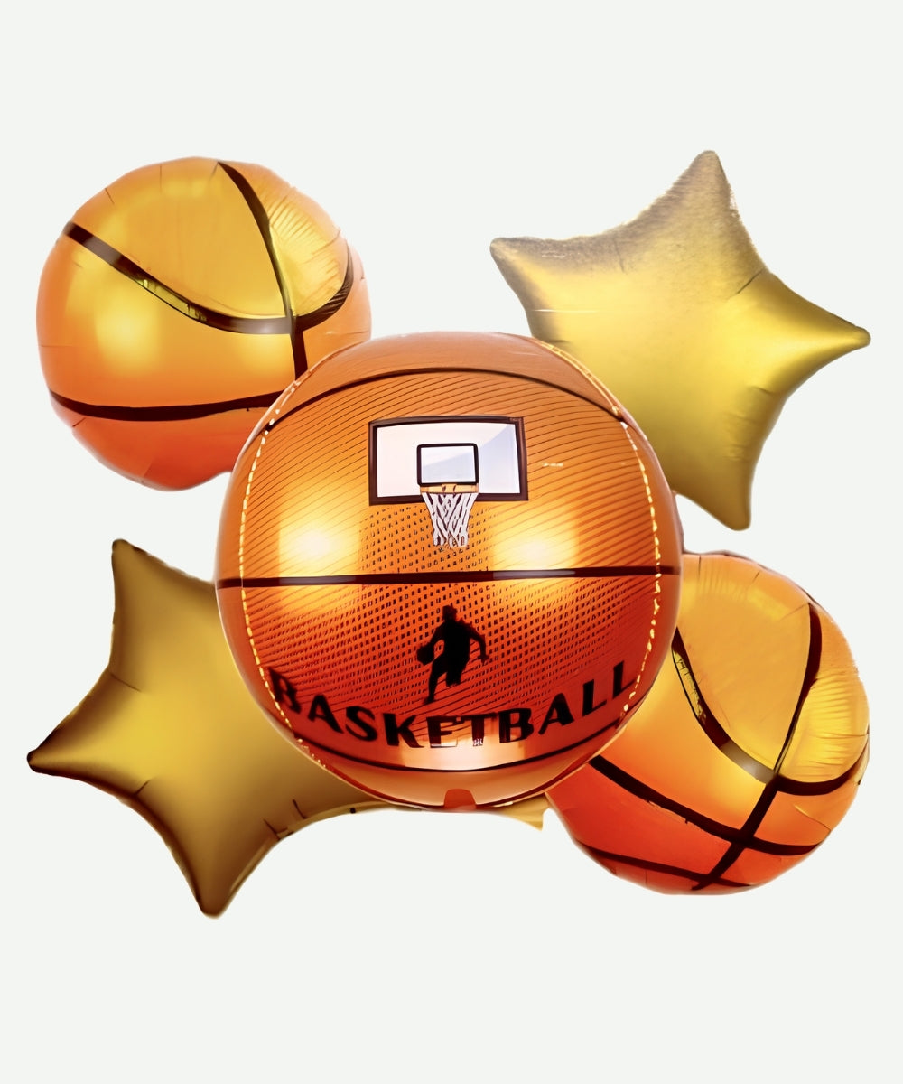 Bouquet de Globos Baloncesto - Set Decorativo de 5 piezas