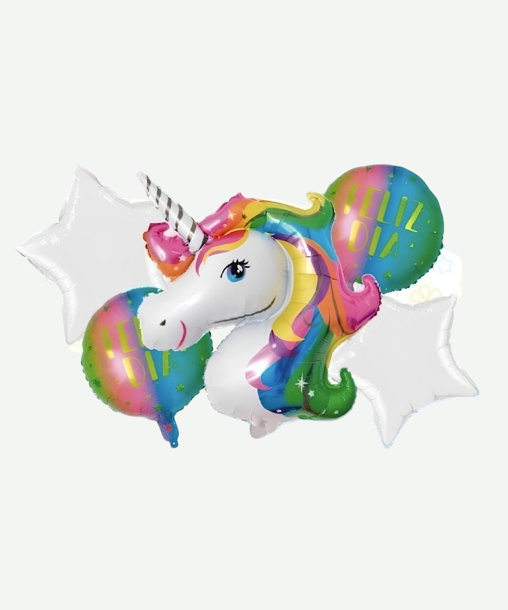 Bouquet de Globos Unicornio - Set Decorativo de 5 piezas