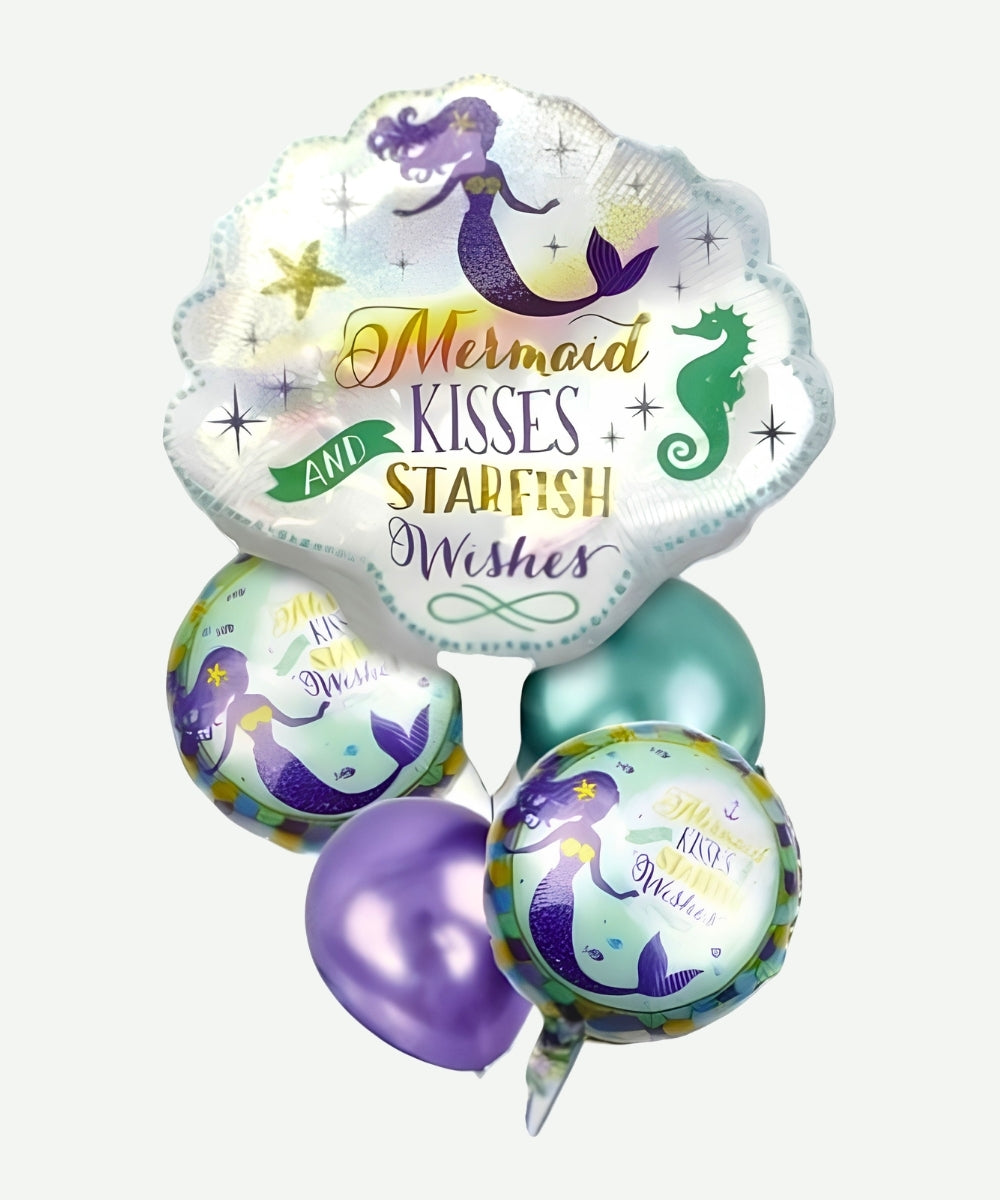 Bouquet de Globos Concha de Sirena - Set Decorativo de 5 piezas