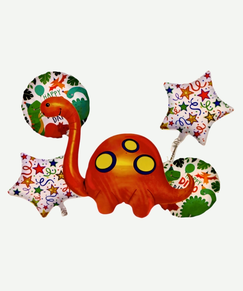 Bouquet de Globos Dino Naranja - Set Decorativo de 5 piezas