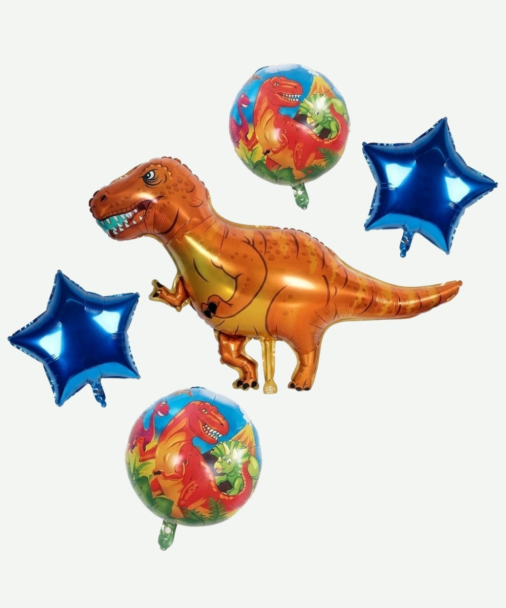 Bouquet de Globos T-rex Naranja - Set Decorativo de 5 piezas