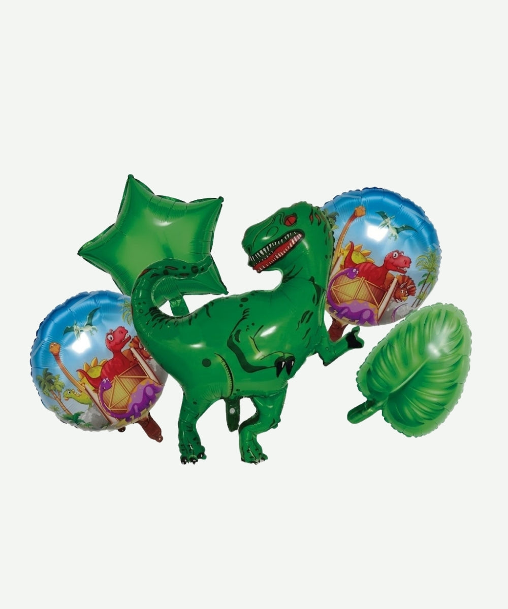 Bouquet de Globos T-rex Verde - Set Decorativo de 5 piezas