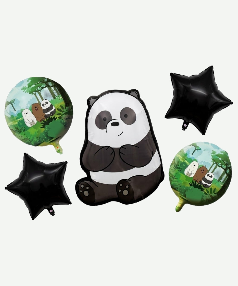Bouquet de Globos Osos Escandalosos Panda - Set Decorativo de 5 piezas