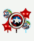 Bouquet de Globos Escudo Capitan America - Set Decorativo de 5 piezas
