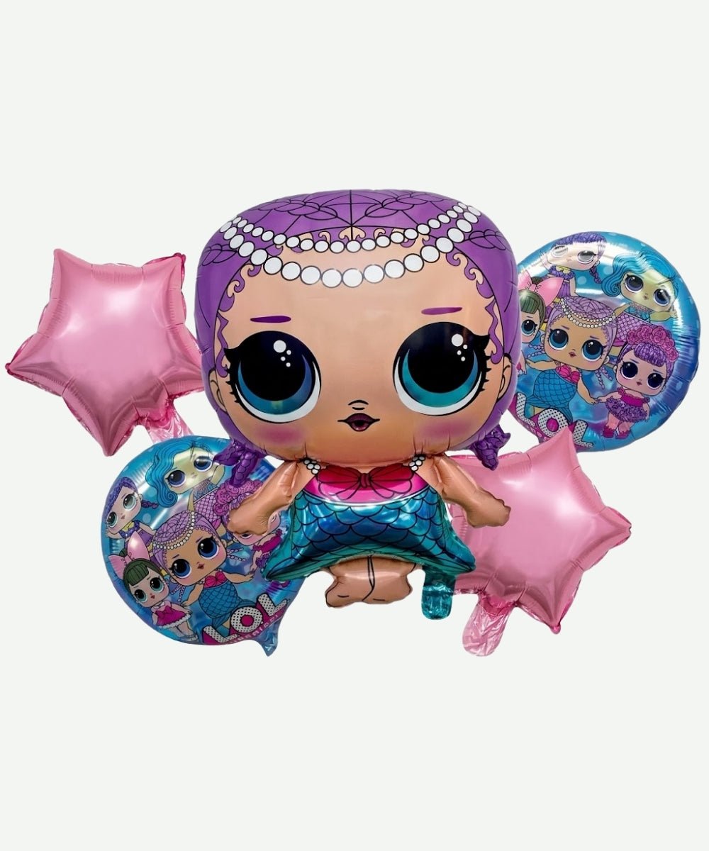 Bouquet de Globos Muñeca Lol - Set Decorativo de 5 piezas