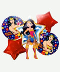 Bouquet de Globos Mujer Maravilla - Set Decorativo de 5 piezas