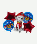 Bouquet de Globos Paw Patrols Rojo - Set Decorativo de 5 piezas