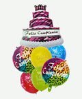 Bouquet de Globos Feliz Cumpleaños Pastel - Set Decorativo de 7 piezas