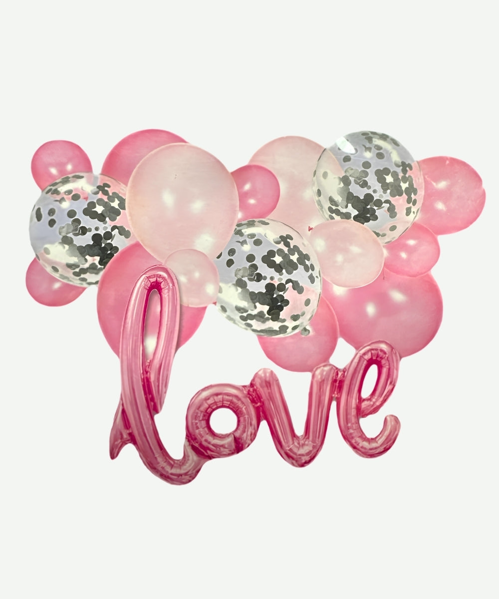 Bouquet de Globos Love Foil + Latex - Set Decorativo de 17 piezas