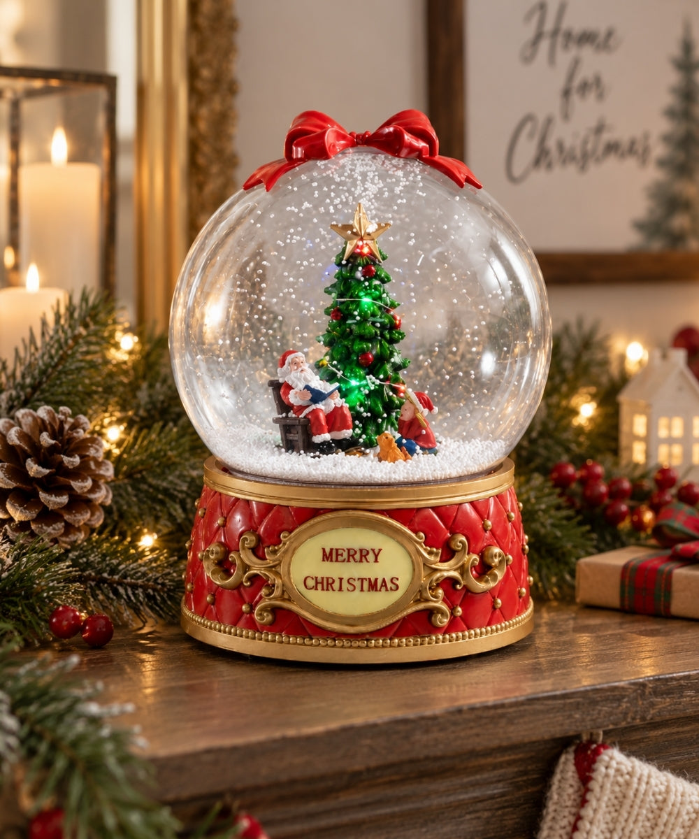 Burbuja Navideña Decorativa 20 x 30 cm con Santa y Árbol de Navidad
