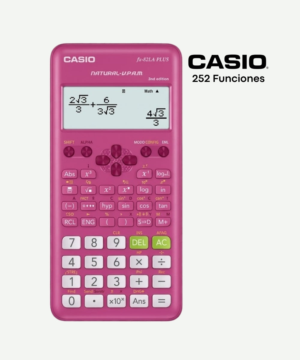 Calculadora Casio FX82LAPLUS-PK 252 Funciones
