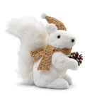 Ardilla Navideña Decorativa Blanca y Dorada 28 x 10 cm