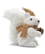 Ardilla Navideña Decorativa Blanca y Dorada 28 x 10 cm