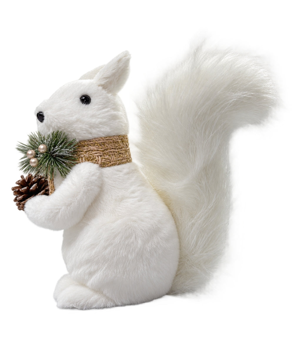 Ardilla Navideña Blanca con Piña 35 x 14 cm