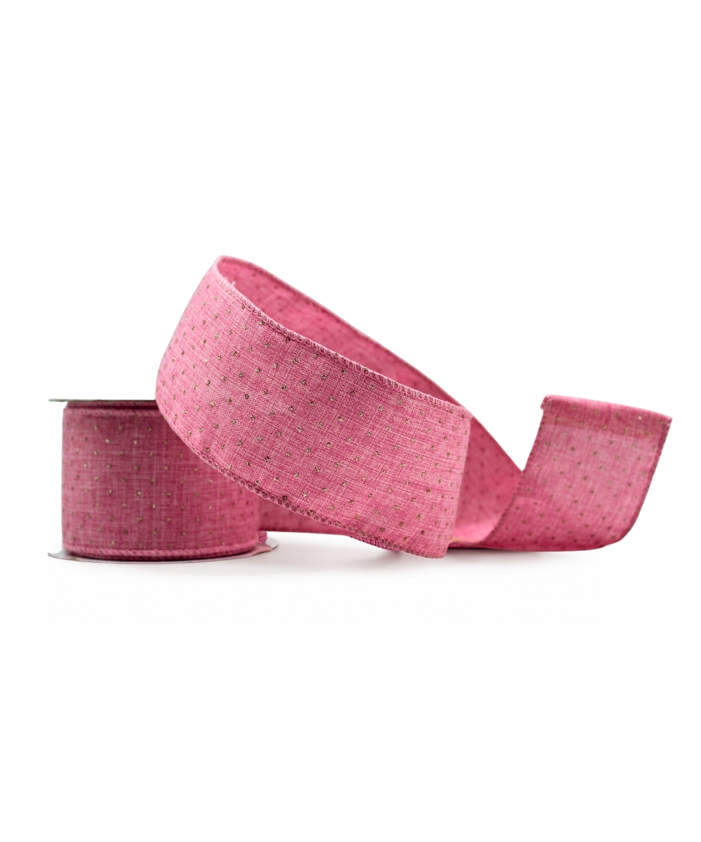 Cinta Puntos Dorados Rosada 6 cm x 9 m Decorativa para Navidad y Regalos