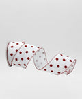 Cinta Blanca con Bolas Rojas Grandes y Escarcha 6.3 cm x 9.1 m Decorativa Navidad