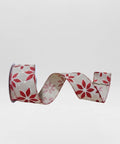Cinta de Yute con Flor Rojo y Blanco 6.3 cm x 9.1 m Decorativa para Navidad y Regalos