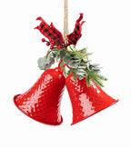 Campana Navideña Doble Roja Colgante 43 cm