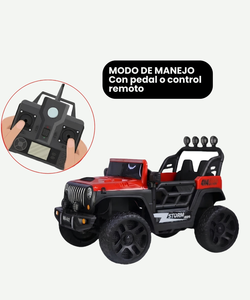 Campero Eléctrico Infantil Rojo Montable para Niños Con Control Remoto