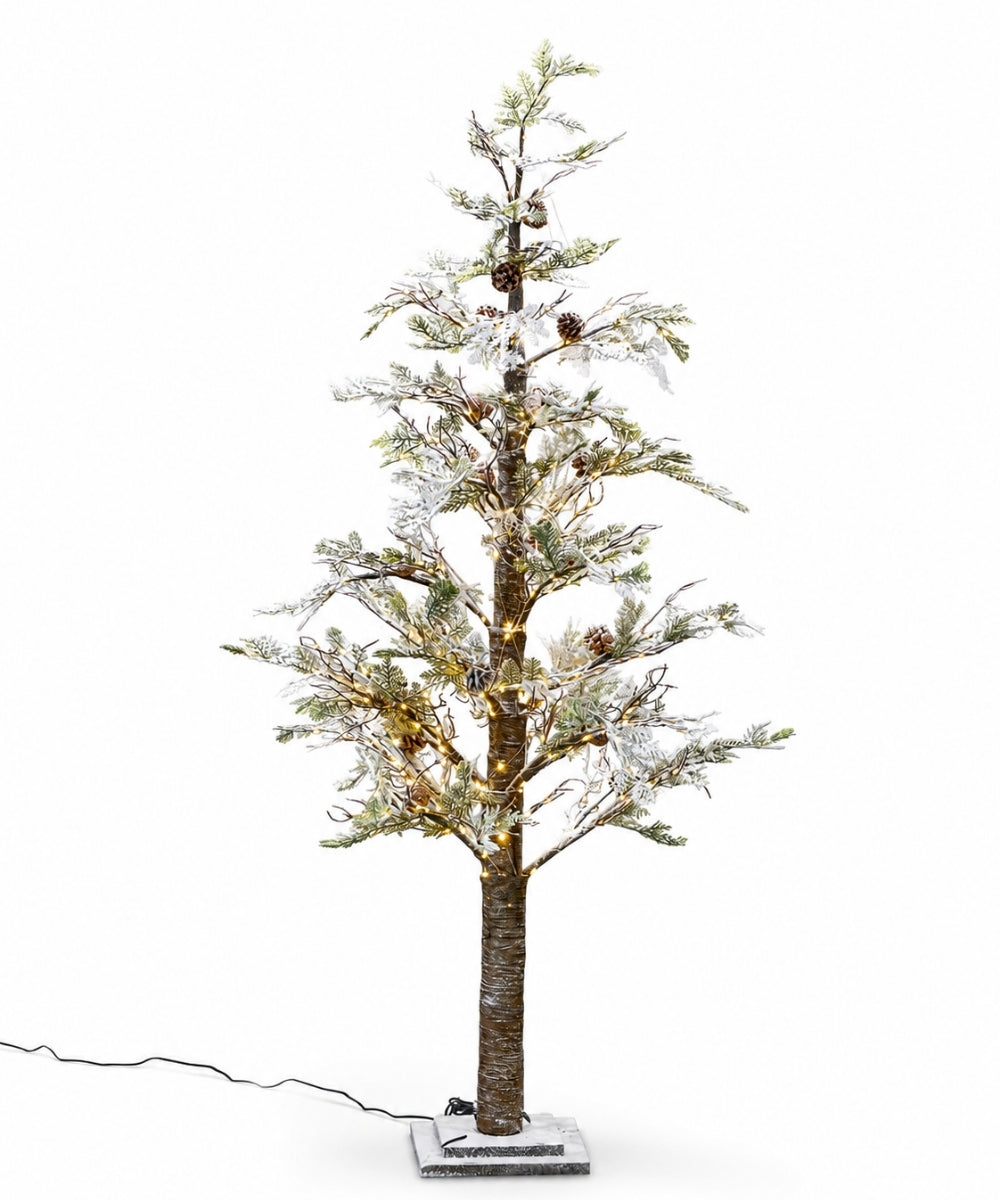 Chamizo Navideño Decorativo 160 cm con Luces Cálidas y Efecto Nevado