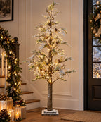 Chamizo Navideño Decorativo 160 cm con Luces Cálidas y Efecto Nevado