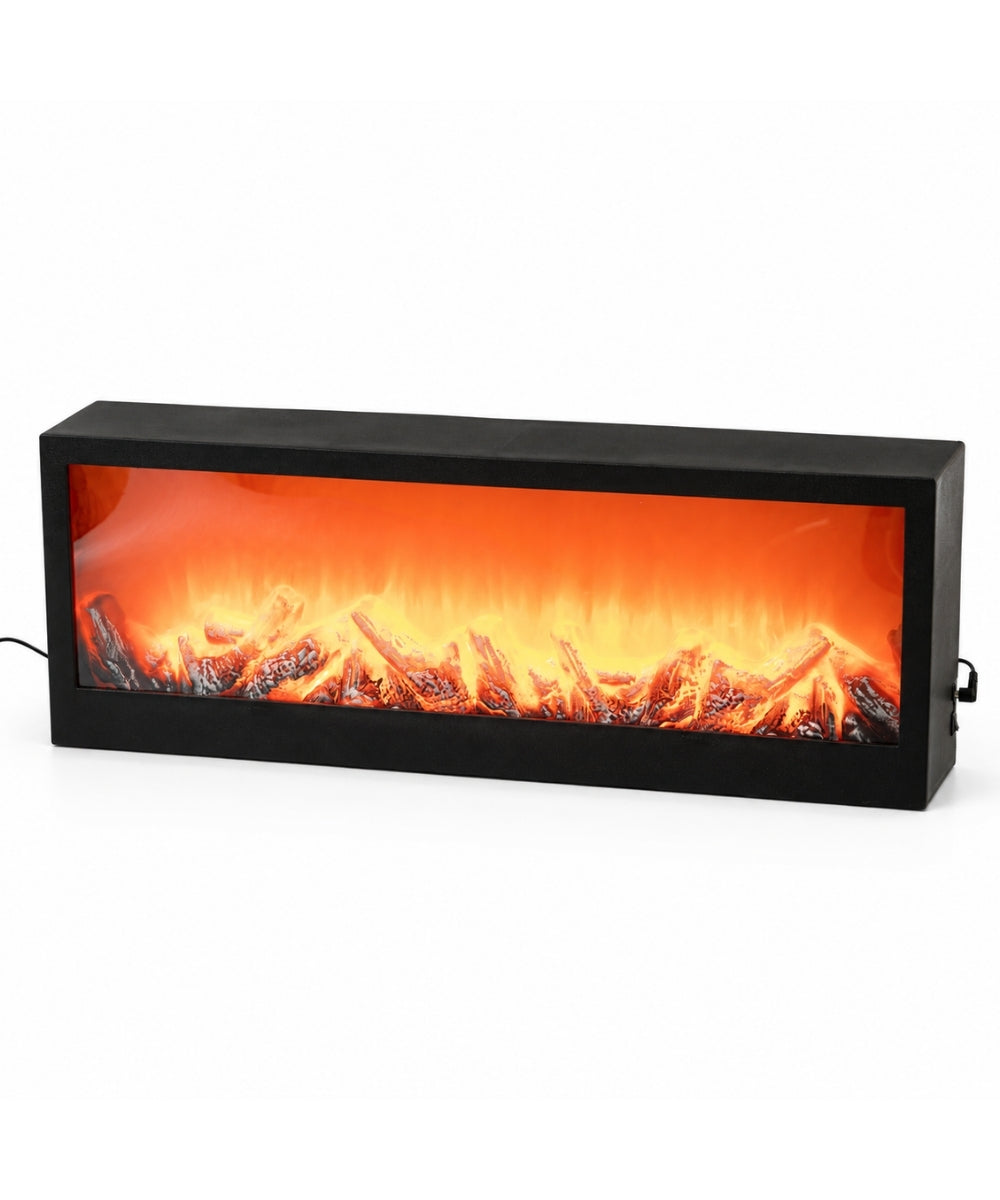 Chimenea Decorativa Negra con Efecto Fuego 60x10x22 cm