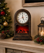 Chimenea Decorativa con Reloj y Efecto de Fuego