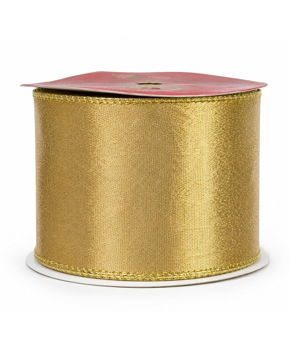 Cinta Gamuzada Champaña Borde Brillante Dor 10cm*10yd