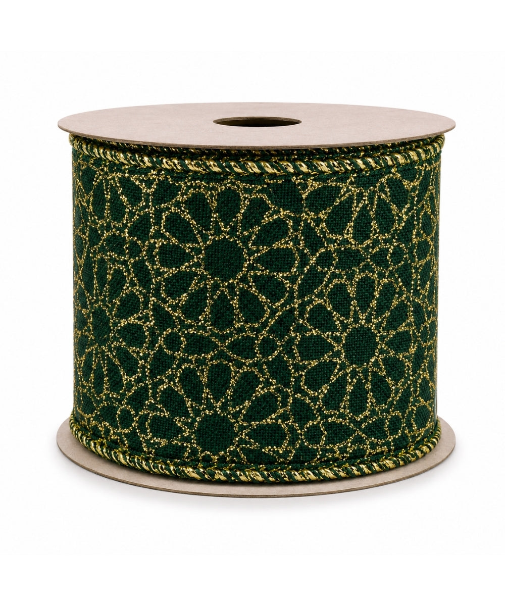 Cinta Verde Fig. Mandalas Doradas 6.3cm*10yd