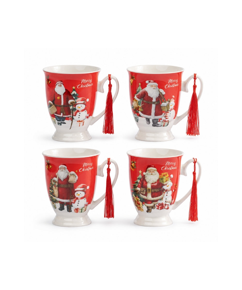 Mug Navideño Rojo y Blanco con Borla 11 cm – Unidad