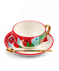 Set Pocillo Navideño con Plato y Cuchara 10 x 6 cm