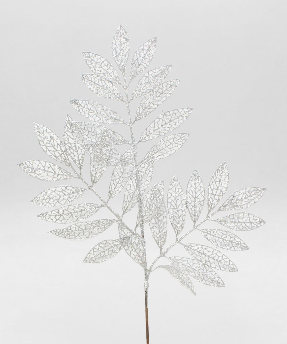 Espiga Hojitas Rotas Plateado Decorativa para Arreglos Florales y Navidad