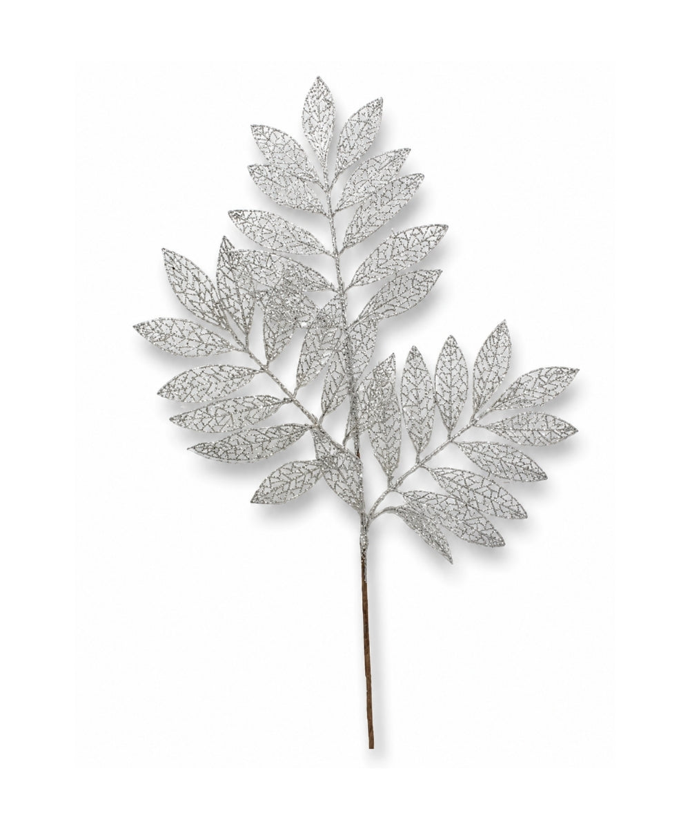 Espiga Hojitas Rotas Plateado Decorativa para Arreglos Florales y Navidad