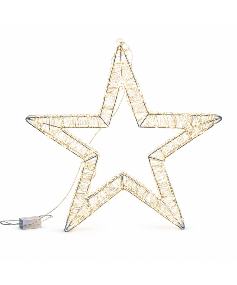 Estrella Navideña Blanca con Luz Cálida 45x45 cm
