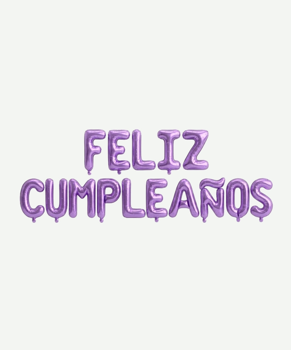 Letrero de Globos Feliz Cumpleaños Purpura