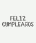 Letrero de Globos Feliz Cumpleaños Plateado