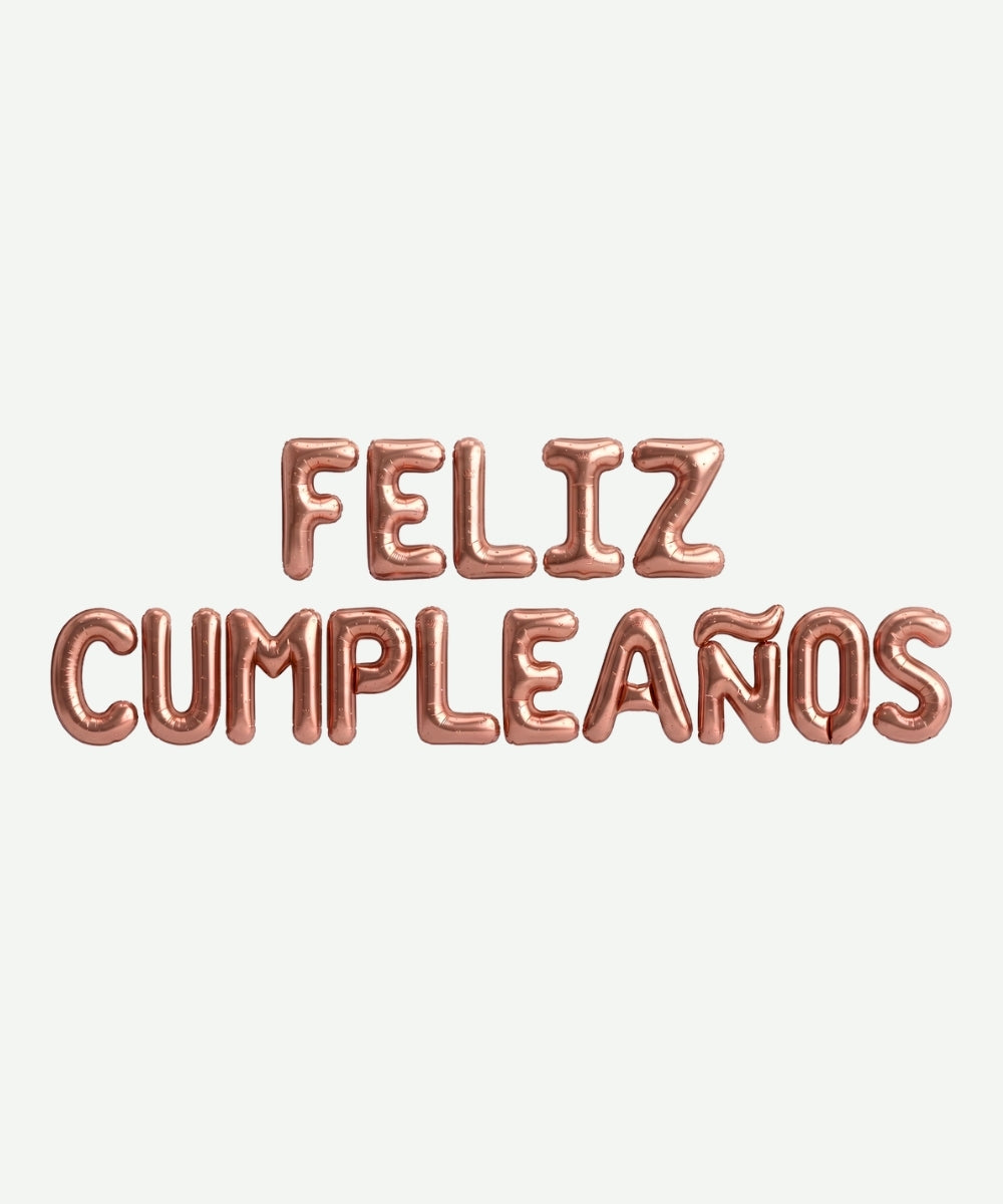 Letrero de Globos Feliz Cumpleaños Oro Rosa
