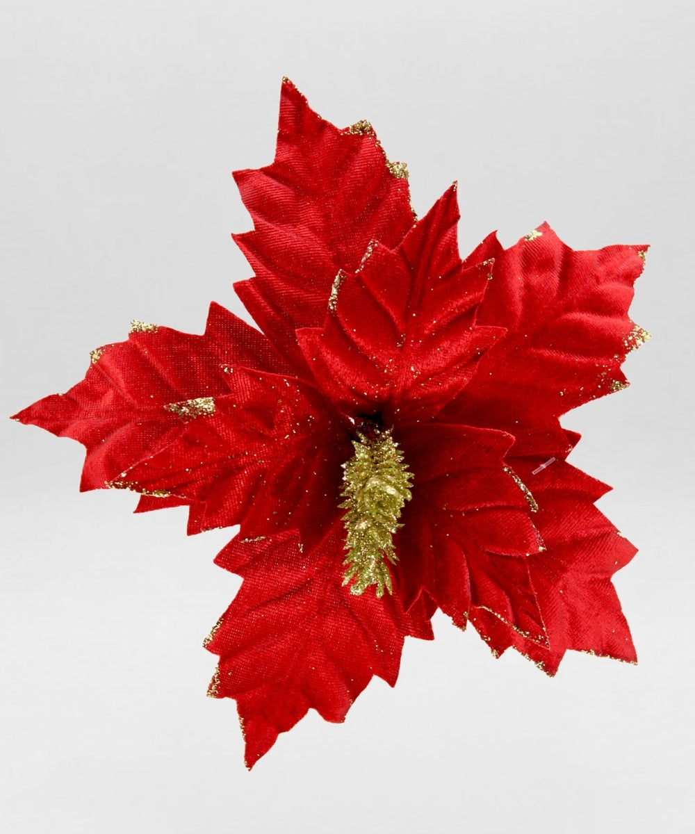 Flor Gamuza Escarchada 25cm  Rojo