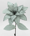 Flor Navideña Hoja con Líneas Blanca 55x29 cm Decoración para Árbol y Arreglos