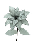 Flor Navideña Hoja con Líneas Blanca 55x29 cm Decoración para Árbol y Arreglos