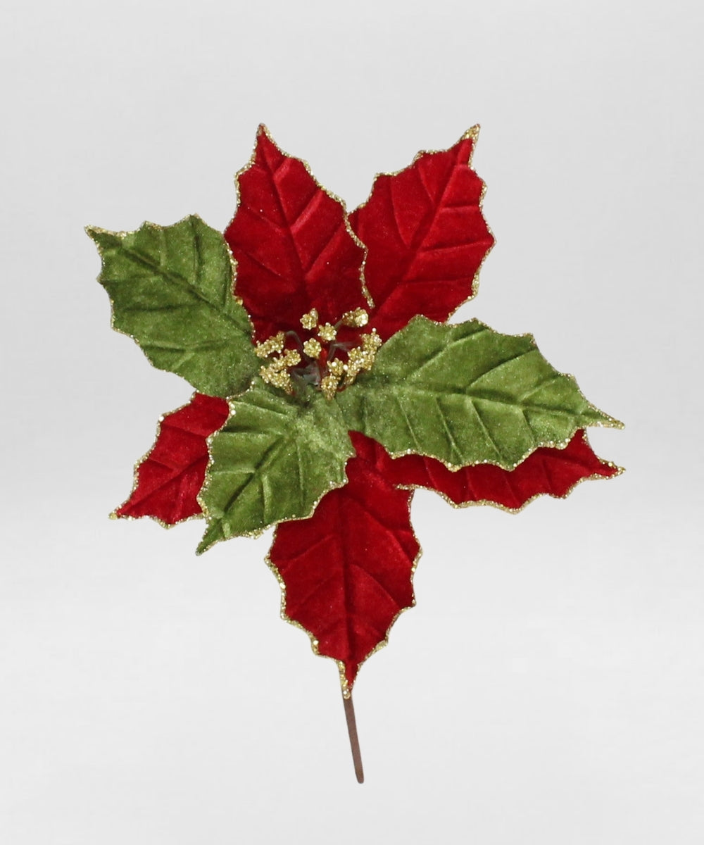 Flor Navideña Rojo y Verde 25 cm
