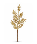 Follaje Hojas con Flores y Bolas Escarchado Dorado 62 cm
