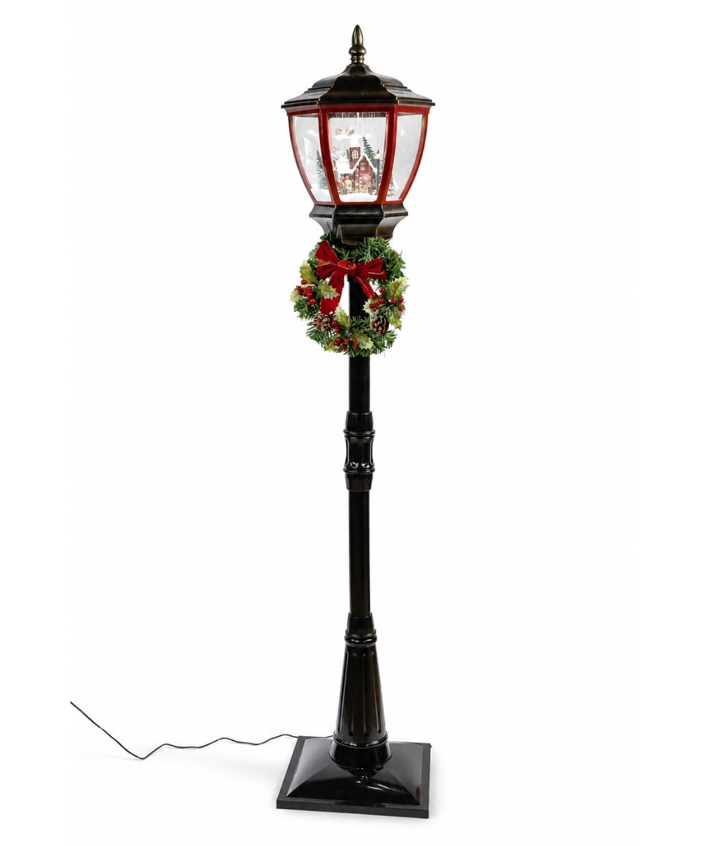Farol Navideño Negro con Corona Roja y Verde 190 cm