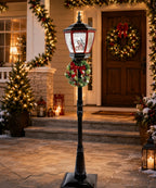 Farol Navideño Negro con Corona Roja y Verde 190 cm fondo