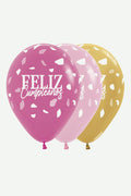 Globos Feliz Cumpleaños Terrazo Fucsia