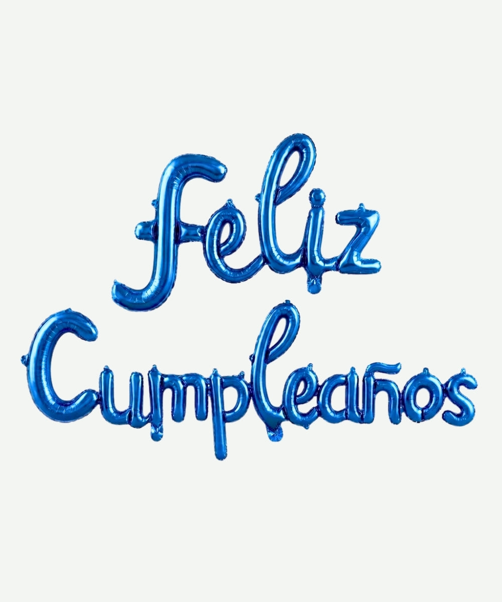 Globo Metalizado Feliz Cumpleaños Cursivo Azul
