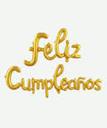 Globo Metalizado Feliz Cumpleaños Cursivo Dorado