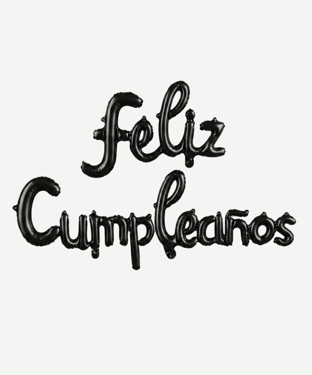 Globo Metalizado Feliz Cumpleaños Cursivo Negro